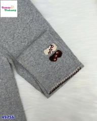 Legging xám thêu nơ đính hoa