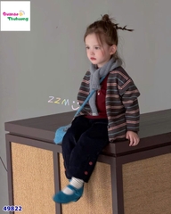 Set 3 món: áo khoác len sọc, áo đỏ, quần jean