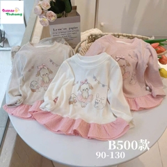 Áo dài tay trắng cún bale