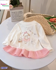 Áo dài tay trắng cún bale