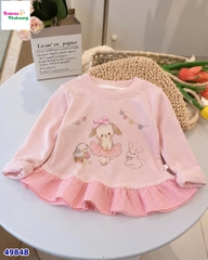 Áo dài tay hồng cún bale