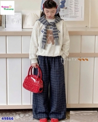 Set áo xám Gấu, quần caro