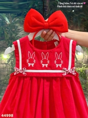 Đầm Sofia đỏ thêu thỏ+băng đô
