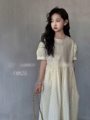 Đầm ZH Kids kem chấm bi