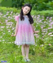 Đầm Sofia hồng loang đính cườm - size 2-3y