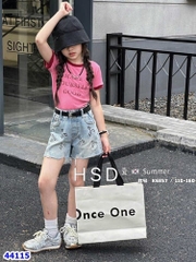Quần short jean xanh nơ