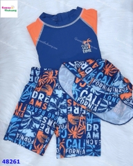 Bộ bơi xanh đen tay cam