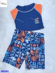 Bộ bơi xanh đen tay cam