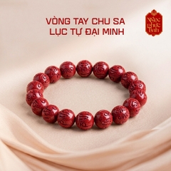 Vòng Tay Đá Chu Sa Chú Lục Tự Đại Minh - 12mm