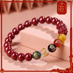 Vòng Tay Đá Chu Sa Tỳ Hưu Ngũ Lộ Thần Tài - 6mm