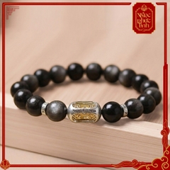 Vòng Tay Đá Obsidian Kim Cang Chùy Ánh Bạc 12mm