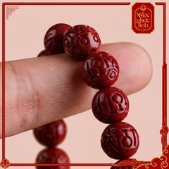 Vòng Tay Đá Chu Sa Chú Lục Tự Đại Minh - 12mm