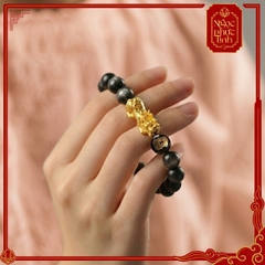 Vòng Tay Obsidian Ánh Bạc Tỳ Hưu Tài Lộc 10mm - Mệnh Thủy