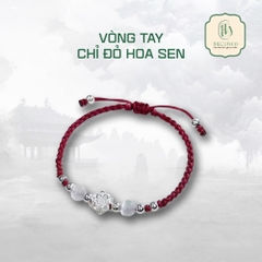 Chỉ Đỏ Dây Kết Hoa Sen Bạc Mix Đá Mắt Mèo