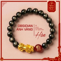 Vòng Tay Obsidian Ánh Vàng Tỳ Hưu Tài Lộc 10mm - Mệnh Hoả
