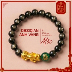 Vòng Tay Obsidian Ánh Vàng Tỳ Hưu Tài Lộc 8mm - Mệnh Mộc