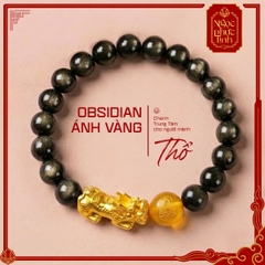 Vòng Tay Obsidian Ánh Vàng Tỳ Hưu Tài Lộc 8mm - Mệnh Thổ