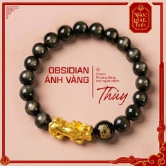 Vòng Tay Obsidian Ánh Vàng Tỳ Hưu Tài Lộc 8mm - Mệnh Thủy