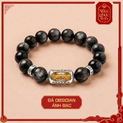 Vòng Tay Đá Obsidian Kim Cang Chùy Ánh Bạc 12mm