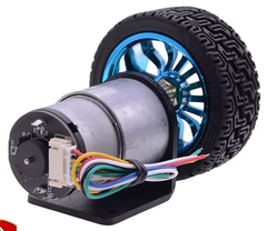 Bộ động cơ giảm tốc JBG37-520 12V, Encoder, 320rpm, kèm gá đỡ và bánh xe v2 65mm