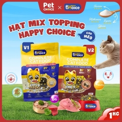 Thức ăn hạt cho mèo siêu topping Happy Choice túi 1kg hỗ trợ tiêu hoá