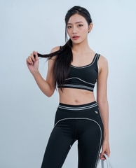 Quần leggings thể thao nữ cạp cao phối viền