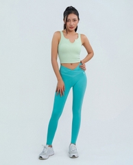 Quần leggings thể thao nữ cạp chéo lưng cao