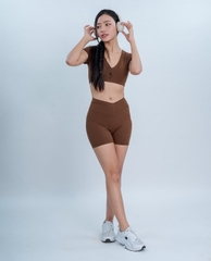 Áo bra thể thao nữ cổ tim tay ngắn