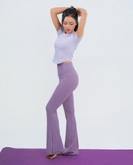 Quần leggings nữ ống loe lưng cao xẻ ống