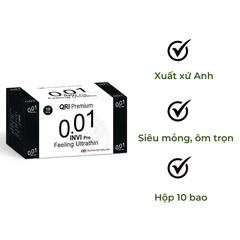 Bao cao su 0.01 Invis Pro trơn, siêu mỏng + kéo dài 10s