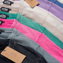 Áo phông Unisex Wash thêu ngựa Cotton Vintage - EX4