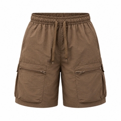 Quần short cargo dây rút túi hộp polyeste - EX7