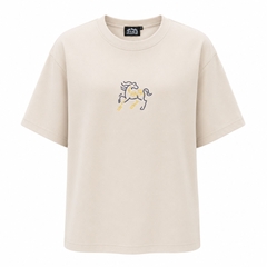 Áo phông Unisex Wash thêu ngựa Cotton Vintage - EX4
