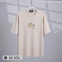 Áo phông Unisex Wash thêu ngựa Cotton Vintage - EX4