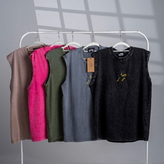 Áo Tanktop Wash Nam thêu ngựa Vintage - EX3