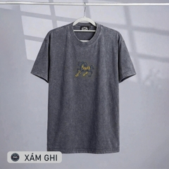 Áo phông Unisex Wash thêu ngựa Cotton Vintage - EX4