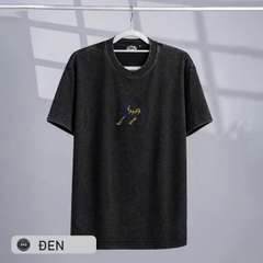 Áo phông Unisex Wash thêu ngựa Cotton Vintage - EX4