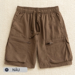 Quần short cargo dây rút túi hộp polyeste - EX7