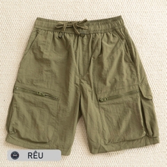 Quần short cargo dây rút túi hộp polyeste - EX7