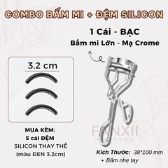 Combo: BẤM MI BẠC (Lớn) + 5 Silicon (Đen LỚN 3.2cm)