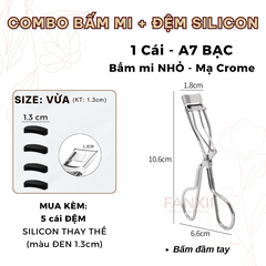 Combo: A7 BẤM MI NHỎ + 5 Silicon (Đen VỪA 1.3cm)