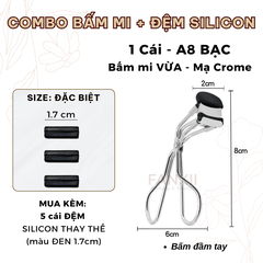Combo: A8 BẤM MI GÓC + 5 Silicon (Đen ĐB 1.7cm)
