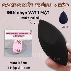 Bộ 3 SP: ĐEN NHỌN (VÁT 1 MẶT) + 1 Mini + SILICON HỒNG : Combo Mút Trứng + Hộp