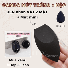 Bộ 3 SP: ĐEN NHỌN (VÁT 2 MẶT) + 1 Mini + SILICON ĐEN : Combo Mút Trứng + Hộp
