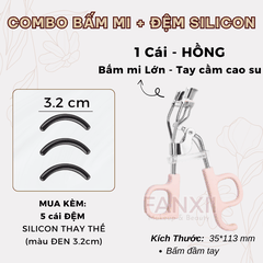 Combo: BẤM MI CS HỒNG (Lớn) + 5 Silicon (Đen LỚN 3.2cm)