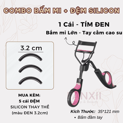 Combo: BẤM MI TÍM ĐEN (Lớn) + 5 Silicon (Đen LỚN 3.2cm)
