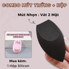 ĐEN NHỌN (VÁT 2 MẶT) + SILICON HỒNG : Combo Mút Trứng + Hộp