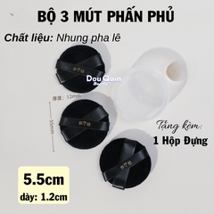 Combo: 3 Mút ĐEN TRÒN NHỎ 5.5cm + Hộp Trong 5.5cm