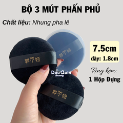 Combo: 3 Mút ĐEN LỚN 7.5cm + Hộp Trong 8.3cm