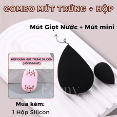 Bộ 3 SP: (TT): ĐEN: GIỌT NƯỚC + 1 Mini + SILICON HỒNG: Combo Mút Trứng + Hộp
